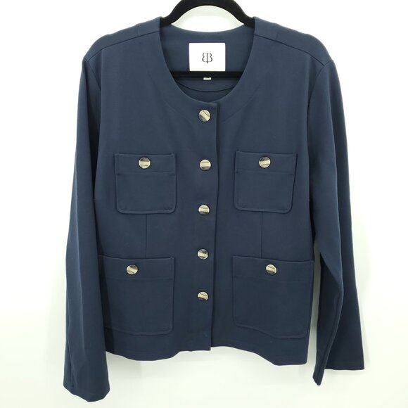 Betabrand Collarless Ponte Button Front Blazer/Jacket XL Navy Blue - Picture 3 of 16